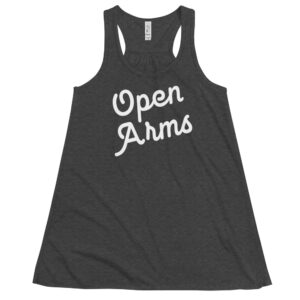 Open Arms Script Women's Flowy Racerback Tank