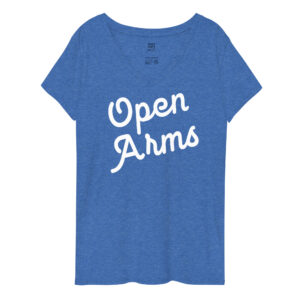 Open Arms Script Women’s recycled v-neck t-shirt