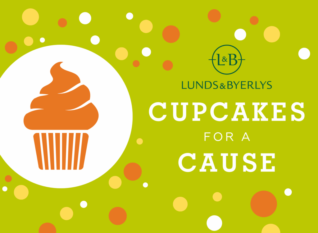 Cupcakes for a Cause header graphic with LB logo.
