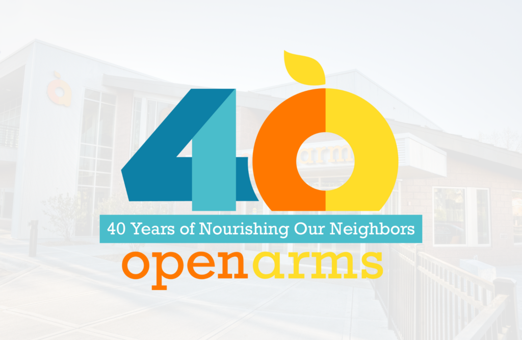 Open Arms 40th anniversary logo graphic.